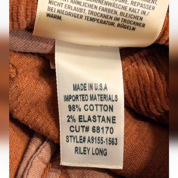 AGOLDE Riley Long High Rise Straight Brown Corduroy Pants Size 25 - Picture 7 of 8